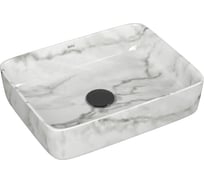 Раковина накладная прямоугольная Bauedge BAU Hotel Размер 48x37, мрамор + выпуск клик-клак черный YBD2608