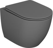Унитаз подвесной безободковый Bauedge Bau Dream Dark Matt Grey, сиденье дюропласт микролифт, темно-серый матовый BL0001-DG