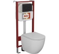 Комплект BAU 6 в 1 Bauedge: рамная инсталляция BAU NEO 45, унитаз подвесной торнадо, закрытый корпус Bau Dream Hurricane 5, сиденье быстросъемное дюропласт микролифт, клавиша BAU Soul черная матовая NEO45700-BL0001-HQ5-IN-Q00015