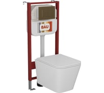 Комплект Bauedge BAU 6 в 1: рамная инсталляция BAU NEO 45, унитаз подвесной безободковый OWL Vatter Ruta-H mini 49x34, быстросьёмное сиденье микролифт, кнопка смыва BAU Stil бронза NEO45700-OWLT190403-Q00012