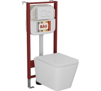 Комплект Bauedge BAU 6 в 1: рамная инсталляция BAU NEO 45, унитаз подвесной безободковый OWL Vatter Ruta-H mini 49x34, быстросьёмное сиденье микролифт, кнопка смыва BAU Soul белая NEO45700-OWLT190403-Q00014