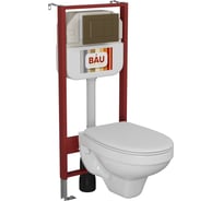 Комплект Bauedge BAU 6 в 1: рамная инсталляция BAU NEO 45 для подвесного унитаза, унитаз подвесной Rio Luxe 52х35, сиденье микролифтфт, кнопка смыва BAU Stil NEO45700-30745-Q00012