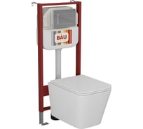 Комплект Bauedge BAU 6 в 1: рамная инсталляция BAU NEO 45, унитаз подвесной безободковый с вихревым смывом, OWL 1975 Hurricane3, сиденье дюропласт микролифт, кнопка смыва NEO45700-TOWLT190403S-Q00002