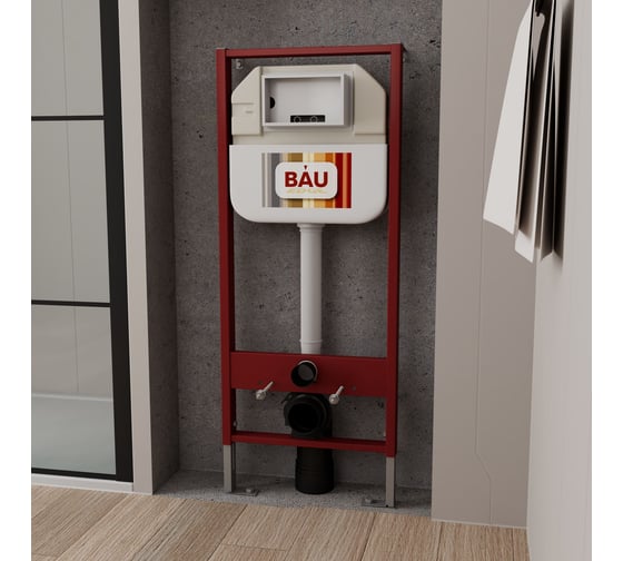 Комплект Bauedge BAU 6 в 1: рамная инсталляция BAU NEO 45 для подвесного унитаза, унитаз подвесной Rio Luxe 52х35, сиденье микролифтфт, кнопка смыва из стекла NEO45700-30745-Q00010
