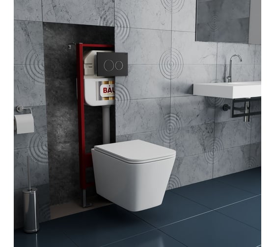 Комплект Bauedge BAU 6 в 1: рамная инсталляция BAU NEO 45, унитаз подвесной безободковый с вихревым смывом, OWL 1975 Hurricane3, сиденье дюропласт микролифт, кнопка смыва NEO45700-TOWLT190403S-Q00005