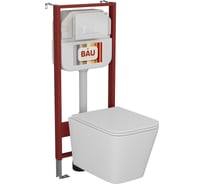 Комплект Bauedge BAU 6 в 1: рамная инсталляция BAU NEO 45, унитаз подвесной безободковый с вихревым смывом, OWL 1975 Hurricane3, сиденье дюропласт микролифт, кнопка смыва NEO45700-TOWLT190403S-Q00006