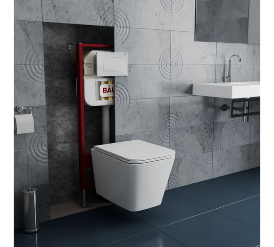 Комплект Bauedge BAU 6 в 1: рамная инсталляция BAU NEO 45, унитаз подвесной безободковый с вихревым смывом, OWL 1975 Hurricane3, сиденье дюропласт микролифт, кнопка смыва NEO45700-TOWLT190403S-Q00001