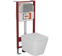 Комплект Bauedge BAU 6 в 1: рамная инсталляция BAU NEO 45, унитаз подвесной безободковый с вихревым смывом, OWL 1975 Hurricane3, сиденье дюропласт микролифт, кнопка смыва NEO45700-TOWLT190403S-Q00007