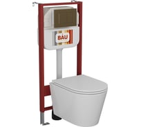 Комплект Bauedge BAU 6 в 1: рамная инсталляция BAU NEO 45, унитаз подвесной безободковый торнадо обратного потока Bau Nimb Hurricane-2, быстросъемное сиденье NEO45700-BK0001-HQ2-Q00012