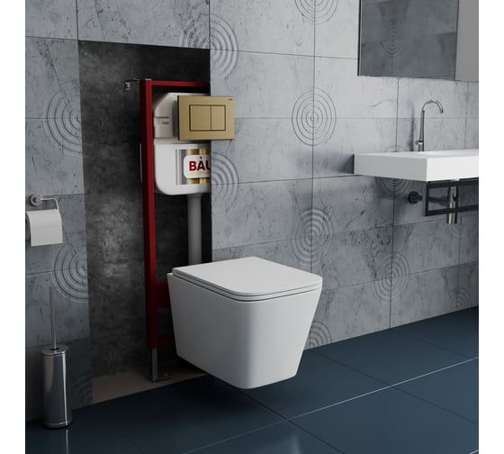Комплект Bauedge BAU 6 в 1: рамная инсталляция BAU NEO 45, унитаз подвесной безободковый OWL Vatter Ruta-H 53x36,5, быстросъёмное сиденье микролифт, кнопка смыва NEO45700-OWLT190401-Q00012