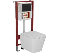Комплект Bauedge BAU 6 в 1: рамная инсталляция BAU NEO 45, унитаз подвесной безободковый OWL Vatter Ruta-H 53x36,5, быстросъёмное сиденье микролифт, кнопка смыва NEO45700-OWLT190401-Q00015
