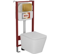 Комплект Bauedge BAU 6 в 1: рамная инсталляция BAU NEO 45, унитаз подвесной безободковый OWL Vatter Ruta-H 53x36,5, быстросъёмное сиденье микролифт, кнопка смыва NEO45700-OWLT190401-Q00013