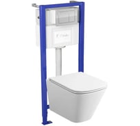 Комплект Bauedge BAU 6 в 1: инсталляция Delice с клавишей Nimb, унитаз безободковый BAU Stil, сиденье быстросъемное дюропласт микролифт, крепления, шумоизоляция BS0001-DLR_000002