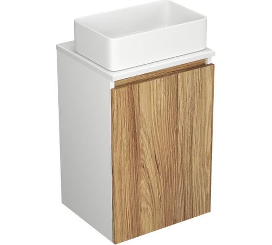 Комплект для ванной Bauedge 4 предмета (Тумба Bau Dream Blackwood 40, раковина BAU Mini 38x24, смеситель для раковины высокий Hotel Still, нержавеющая сталь, BD1527 1