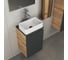 Комплект для ванной Bauedge 4 предмета (тумба Bau 40, графит + раковина BAU Hotel mini 38x24 + смеситель Hotel Still, выпуск клик-клак, черный) BD1922 4