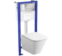 Комплект Bauedge BAU 6 в 1: инсталляция Delice с клавишей Aura, унитаз безободковый BAU Stil, сиденье быстросъемное дюропласт микролифт, крепления, шумоизоляция BS0001-DLR_000004