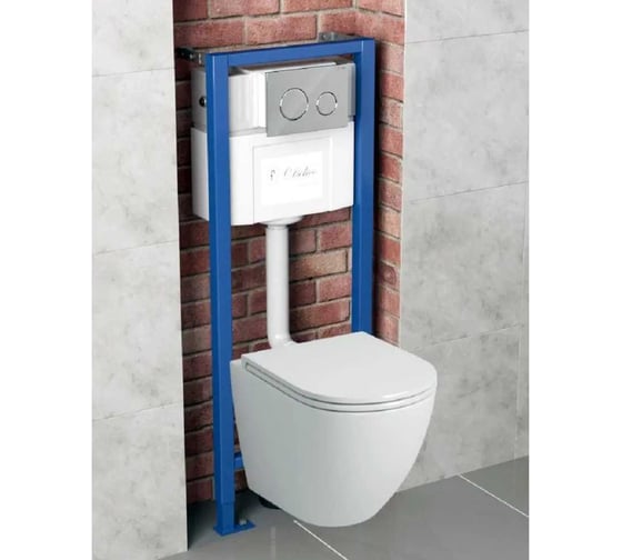 Комплект Bauedge BAU 6 в 1: инсталляция Delice с клавишей Oreol, унитаз безободковый BAU Dream, сиденье быстросъемное дюропласт микролифт, крепления, шумоизоляция BL0001-DLR_000003