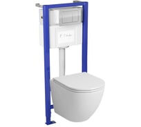 Комплект Bauedge BAU 6 в 1: инсталляция Delice с клавишей Nimb, унитаз безободковый BAU Dream, сиденье быстросъемное дюропласт микролифт, крепления, шумоизоляция BL0001-DLR_000002