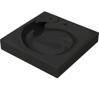 Комплект Bauedge BAU 4 в 1: раковина над стиральной машиной BAU Omega 60х60, литьевой мрамор, антрацит, кронштейны, сифон и смеситель Dream, нержавеющая сталь XMY0031