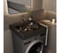 Комплект Bauedge BAU 4 в 1: раковина над стиральной машиной BAU Omega 60х60, литьевой мрамор, антрацит, кронштейны, сифон и смеситель Dream, нержавеющая сталь XMY0031 2