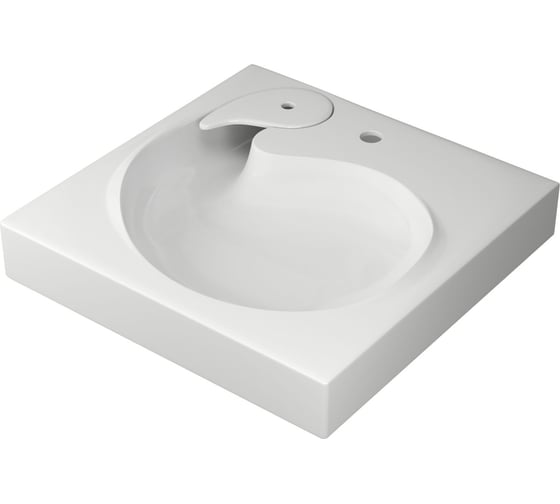 Комплект Bauedge BAU 4 в 1: раковина над стиральной машиной BAU Omega 60х60, литьевой мрамор, кронштейны, сифон и смеситель Hotel Still, нержавеющая сталь XMY0070
