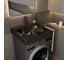 Комплект Bauedge BAU 4 в 1: раковина над стиральной машиной BAU Omega 60х60, литьевой мрамор, антрацит, кронштейны, сифон и смеситель Hotel Black, черный XMY0091 2