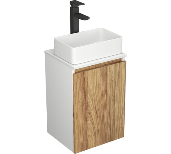 Комплект Bauedge для ванной, 3 предмета (Тумба Bau Dream Blackwood 40, раковина BAU Mini 38x24, смеситель для раковины высокий Hotel Black, черный) BD1524 1