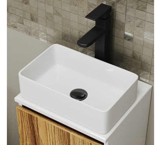 Комплект Bauedge для ванной, 3 предмета (Тумба Bau Dream Blackwood 40, раковина BAU Mini 38x24, смеситель для раковины высокий Hotel Black, черный) BD1524