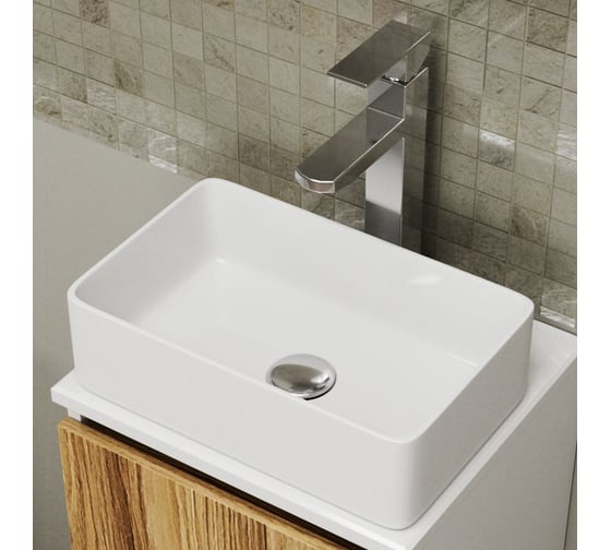 Комплект Bauedge для ванной, 3 предмета (Тумба Bau Dream Blackwood 40, раковина BAU Mini 38x24, смеситель для раковины высокий Hotel Still, нержавеющая сталь) BD1525
