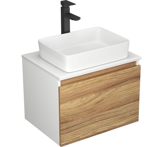 Комплект Bauedge для ванной, 3 предмета (Тумба Bau Dream Blackwood 50, раковина BAU Mini 38x24, смеситель для раковины высокий Hotel Black, черный) BD1536