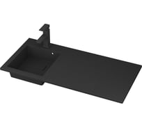 Комплект Bauedge BAU 4 в 1: раковина над стиральной машиной BAU Stil 100, кварцевая, в комплекте с кронштейнами, донной крышкой и переливом, левая, цвет черный XMY0106