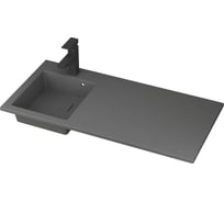 Комплект Bauedge BAU 4 в 1: раковина над стиральной машиной BAU Stil 100, кварцевая, в комплекте с кронштейнами, донной крышкой и переливом, левая, цвет серый XMY0108