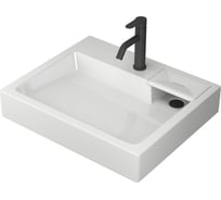 Комплект Bauedge BAU 4 в 1: раковина над стиральной машиной BAU Stil 60х50 литьевой мрамор, кронштейны, сифон и смеситель Dream Black, черный XMY0009