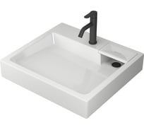 Комплект Bauedge BAU 4 в 1: раковина над стиральной машиной BAU Stil 60х55 литьевой мрамор, кронштейны, сифон и смеситель Dream Black, черный XMY0008