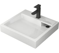 Комплект Bauedge BAU 4 в 1: раковина над стиральной машиной BAU Stil 60х55 литьевой мрамор, кронштейны, сифон и смеситель Hotel Black, черный XMY0088