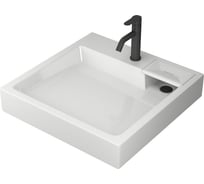 Комплект Bauedge BAU 4 в 1: раковина над стиральной машиной BAU Stil 60х60 литьевой мрамор, кронштейны, сифон и смеситель Dream Black, черный XMY0007