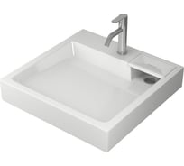 Комплект Bauedge BAU 4 в 1: раковина над стиральной машиной BAU Stil 60х60 литьевой мрамор, кронштейны, сифон и смеситель Dream, нержавеющая сталь XMY0027