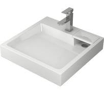Комплект Bauedge BAU 4 в 1: раковина над стиральной машиной BAU Stil 60х60 литьевой мрамор, кронштейны, сифон и смеситель Hotel Still, нержавеющая сталь XMY0067