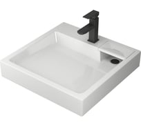 Комплект Bauedge BAU 4 в 1: раковина над стиральной машиной BAU Stil 60х60 литьевой мрамор, кронштейны, сифон и смеситель Hotel Black, черный XMY0087