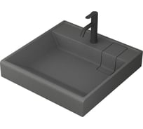 Комплект Bauedge BAU 4 в 1: раковина над стиральной машиной BAU Stil кварцевая, серый металлик, кронштейны, выпуск и смеситель Dream Black, черный XMY0019