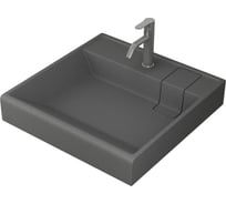 Комплект Bauedge BAU 4 в 1: раковина над стиральной машиной BAU Stil кварцевая, серый металлик, кронштейны, выпуск и смеситель Dream, нержавеющая сталь XMY0039