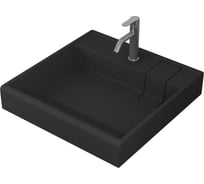 Комплект Bauedge BAU 4 в 1: раковина над стиральной машиной BAU Stil кварцевая, черный металлик, кронштейны, выпуск и смеситель Dream, нержавеющая сталь XMY0038