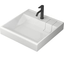 Комплект Bauedge BAU 4 в 1: раковина над стиральной машиной BAU Stil литьевой мрамор, кронштейны, выпуск и смеситель Dream Black, черный XMY0020