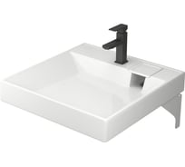 Комплект Bauedge BAU 4 в 1: раковина над стиральной машиной Cerama 60х60, литьевой мрамор, кронштейны, выпуск и смеситель Hotel Black, черный XMY0129