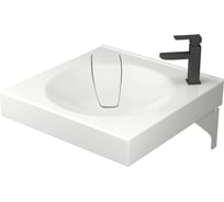 Комплект Bauedge BAU 4 в 1: раковина над стиральной машиной Element 60х60, литьевой мрамор, кронштейны, выпуск и смеситель Hotel Black, черный XMY0127