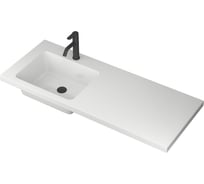 Комплект Bauedge BAU 4 в 1: раковина над стиральной машиной BAU Bloom 1200х50 левая, литьевой мрамор, кронштейны, сифон и смеситель Dream Black, черный XMY0015