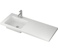 Комплект Bauedge BAU 4 в 1: раковина над стиральной машиной BAU Bloom 1200х50 левая, литьевой мрамор, кронштейны, сифон и смеситель Dream, нержавеющая сталь XMY0035