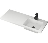 Комплект Bauedge BAU 4 в 1: раковина над стиральной машиной BAU Bloom 1200х50 правая, литьевой мрамор, кронштейны, сифон и смеситель Hotel Black, черный XMY0096