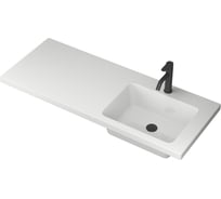 Комплект Bauedge BAU 4 в 1: раковина над стиральной машиной BAU Bloom 1200х50 правая, литьевой мрамор, кронштейны, сифон и смеситель Dream Black, черный XMY0016