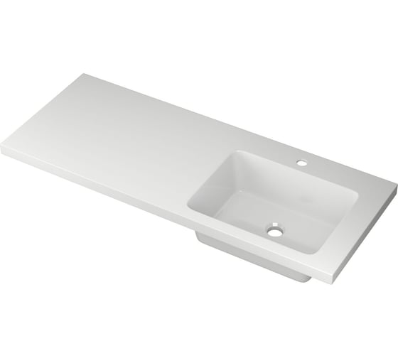 Комплект Bauedge BAU 4 в 1: раковина над стиральной машиной BAU Bloom 1200х50 правая, литьевой мрамор, кронштейны, сифон и смеситель Dream Black, черный XMY0016